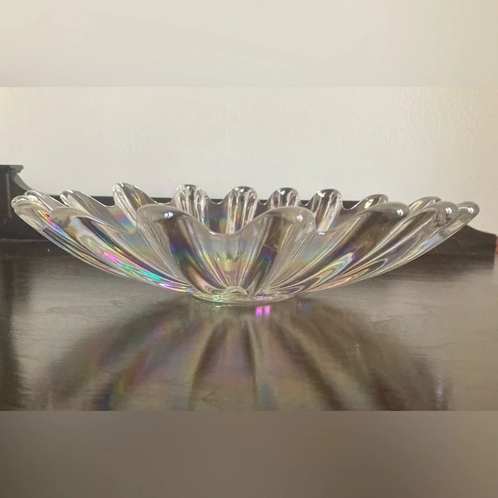 Vintage Federal Glass Celestial Iridescent Starburst 11” Bowl - Picture 2 of 8